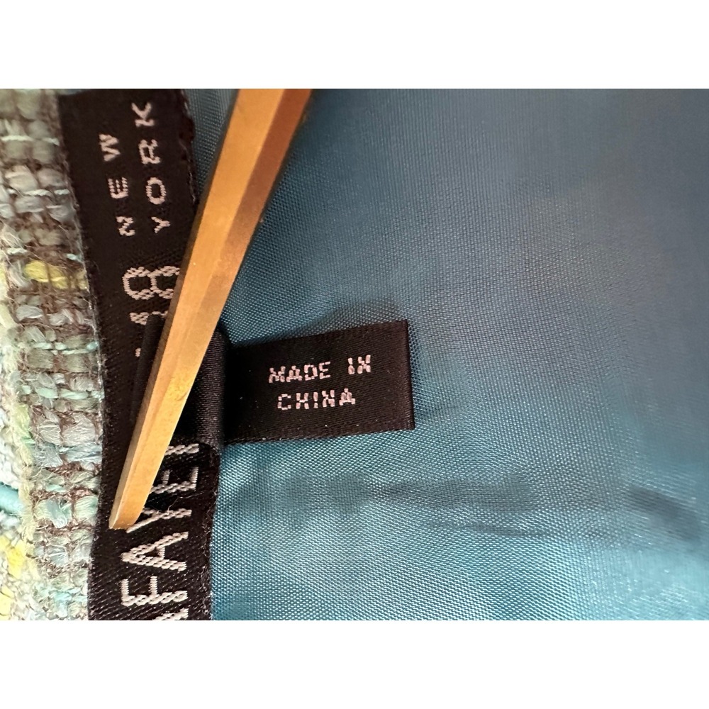 Lafayette 148 Womens Leather Trim Tweed Skirt 6 Professional Green Wool Blend - Picture 10 of 12